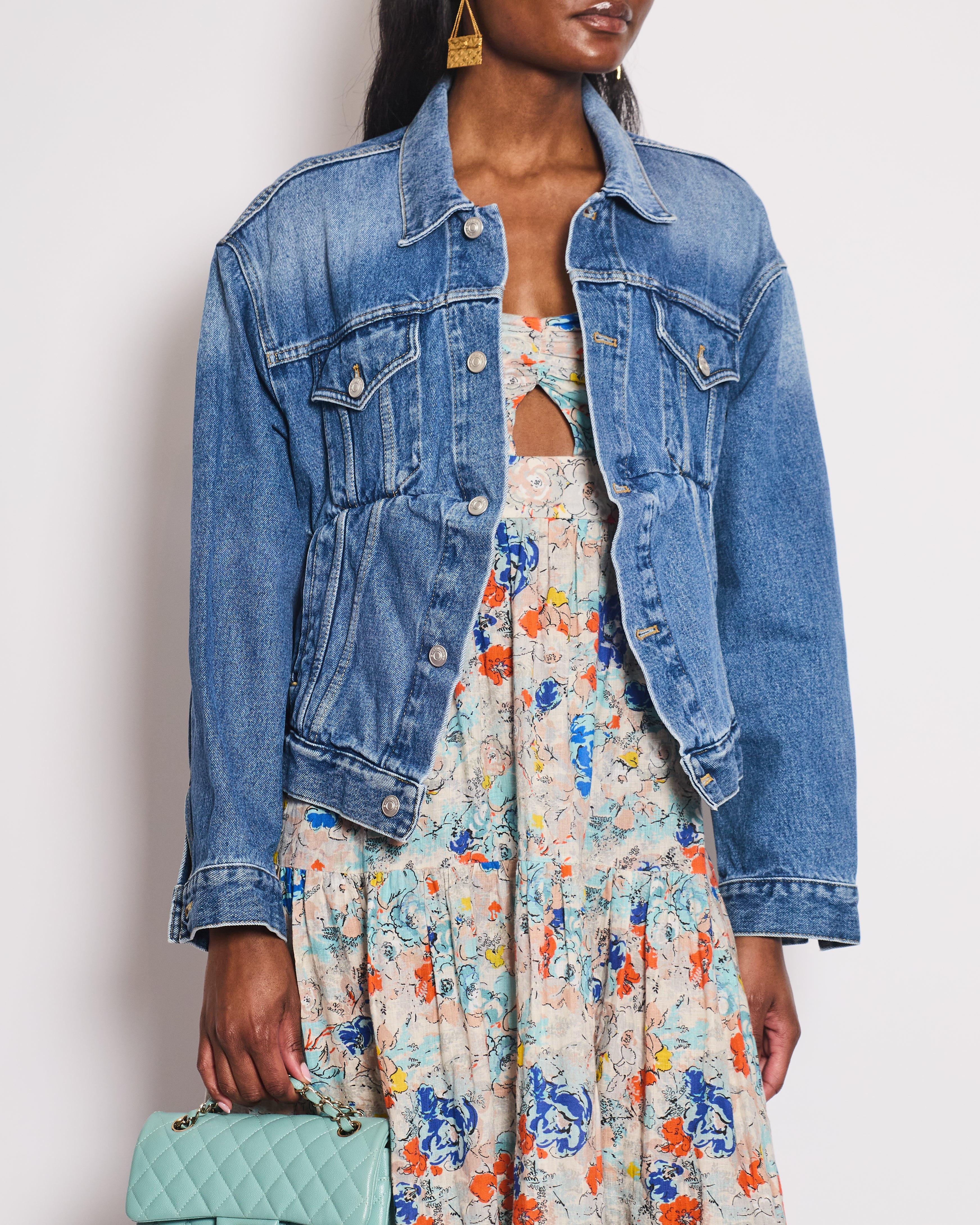 Balenciaga Blue Denim Button Down Jacket Size FR 34 (UK 6)