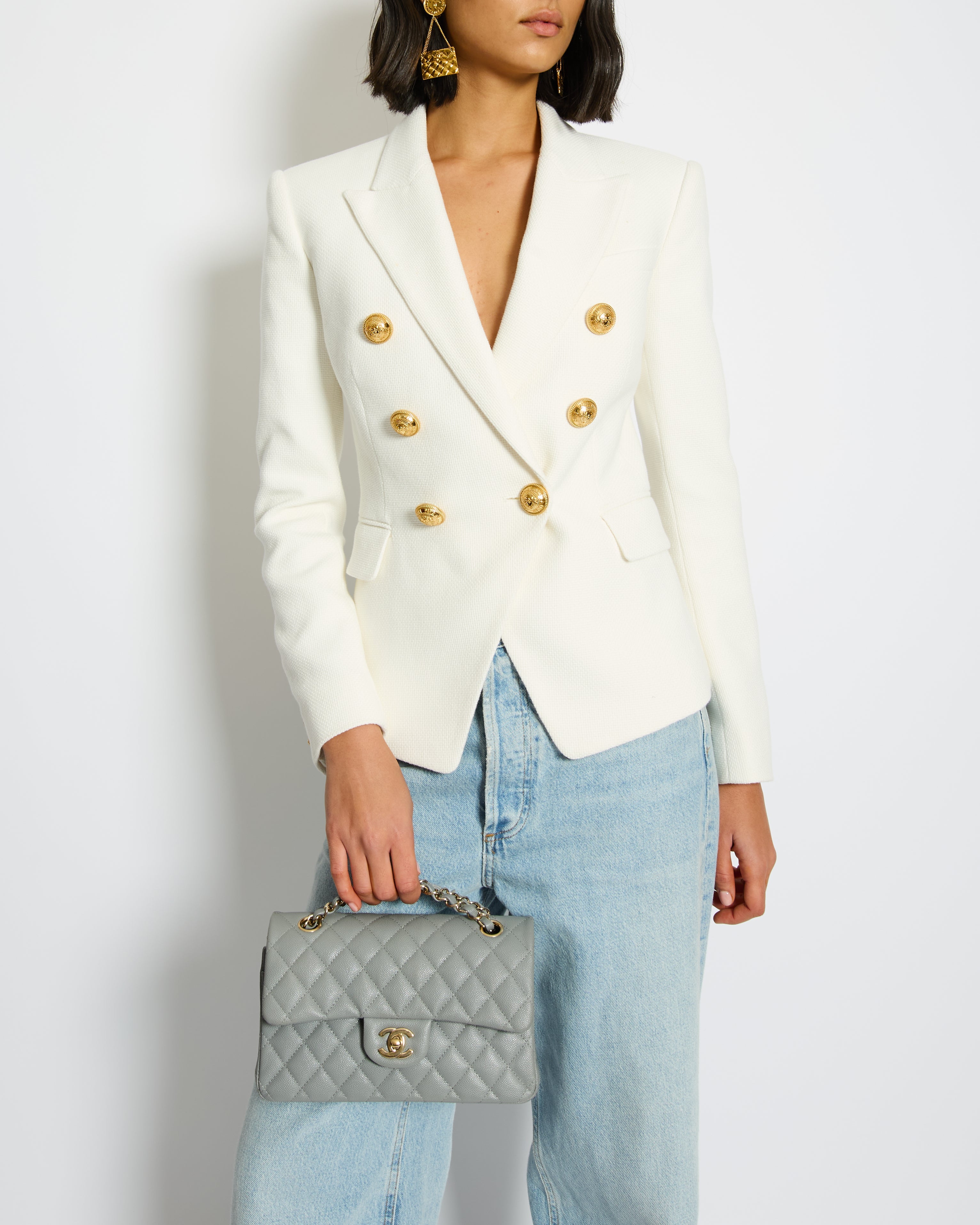 Balmain White Double Breasted Blazer Size FR 34 (UK 6)