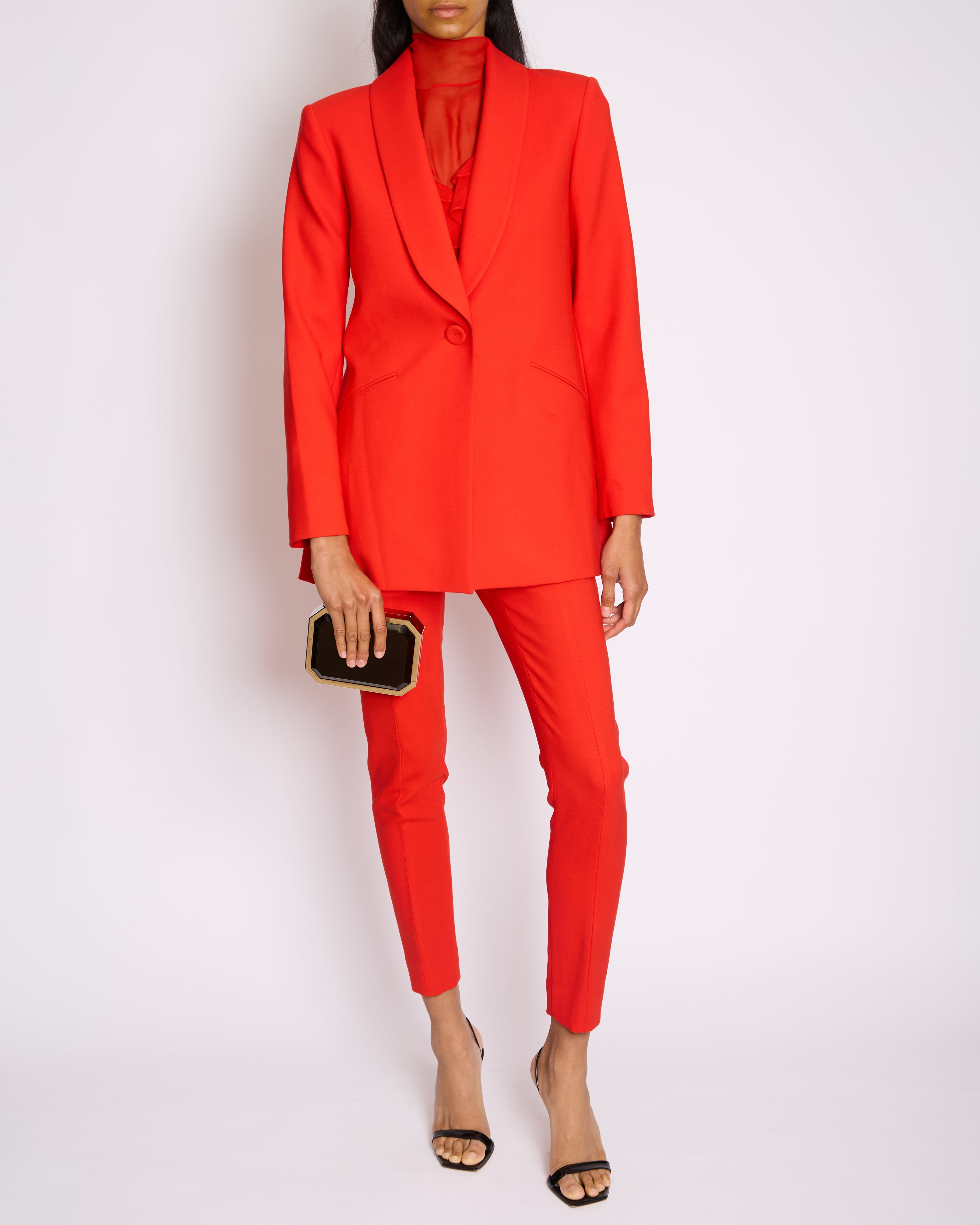 *CURRENT SEASON* Carolina Herrera Red Three Piece Trousers, Jacket and Blouse Set Size US 0 (UK 4)