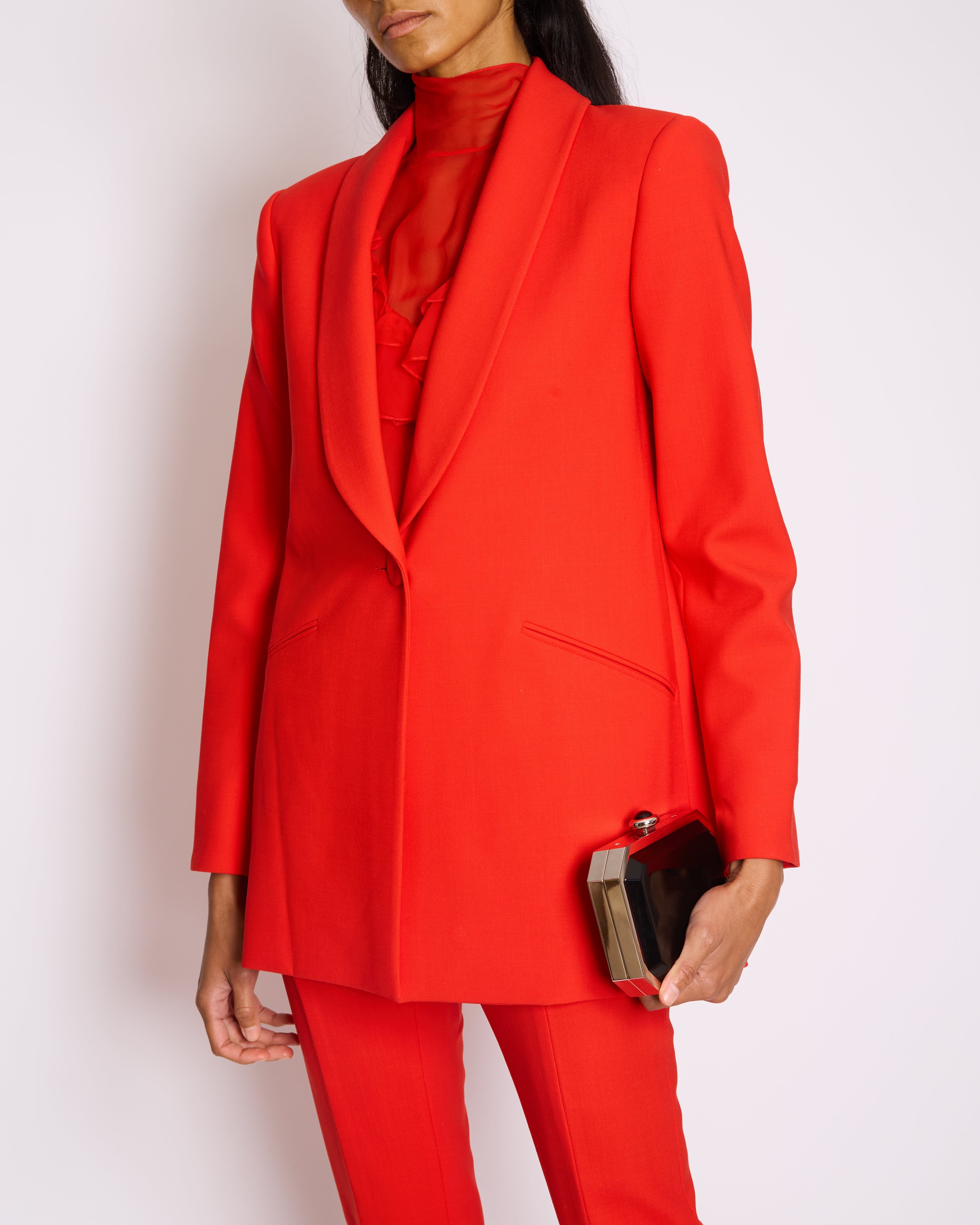 *CURRENT SEASON* Carolina Herrera Red Three Piece Trousers, Jacket and Blouse Set Size US 0 (UK 4)