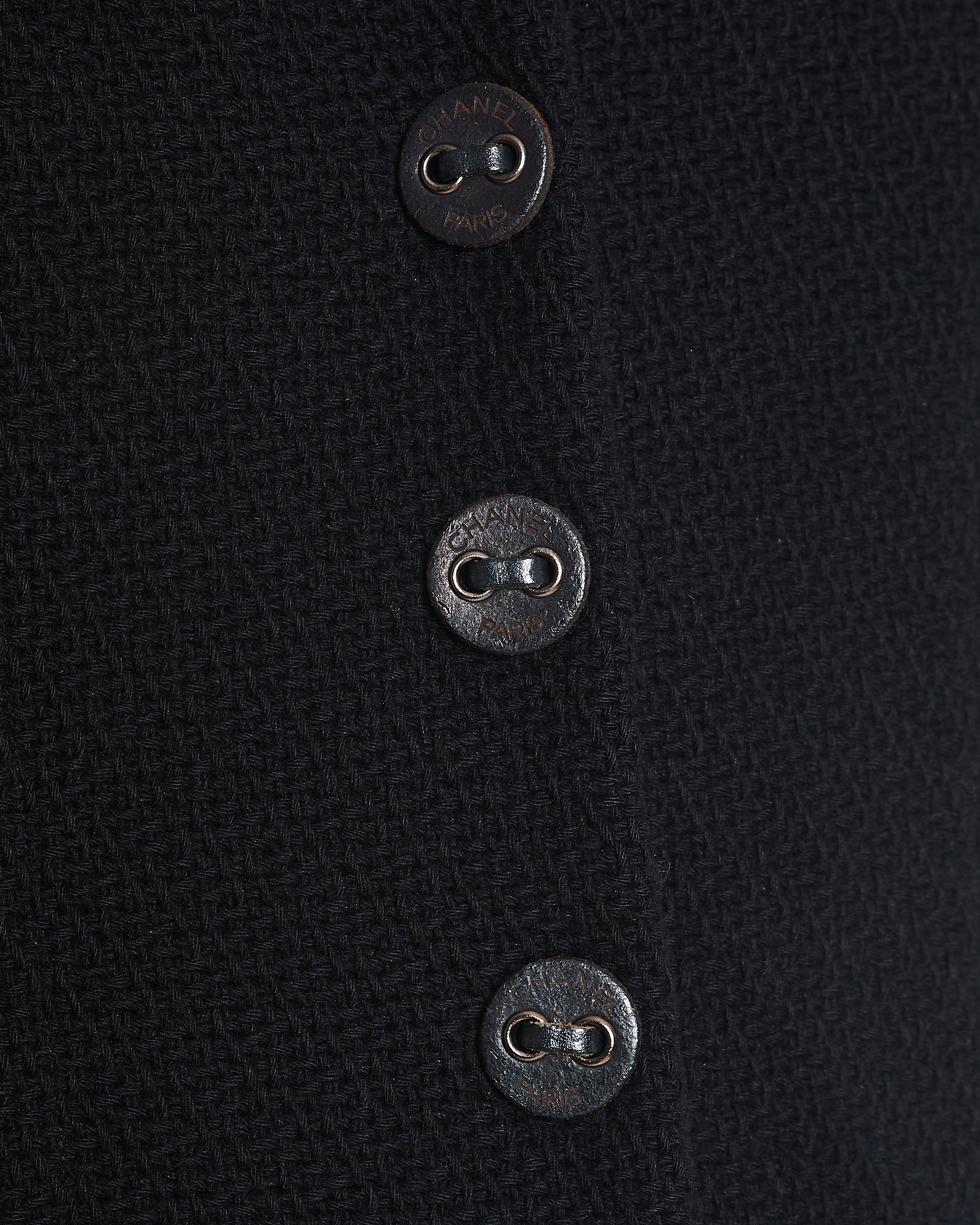 *FIRE PRICE* Chanel 02A Black Wool Jacket with Zips on The Sleeves & Leather Buttons Size FR 42 (UK 14)
