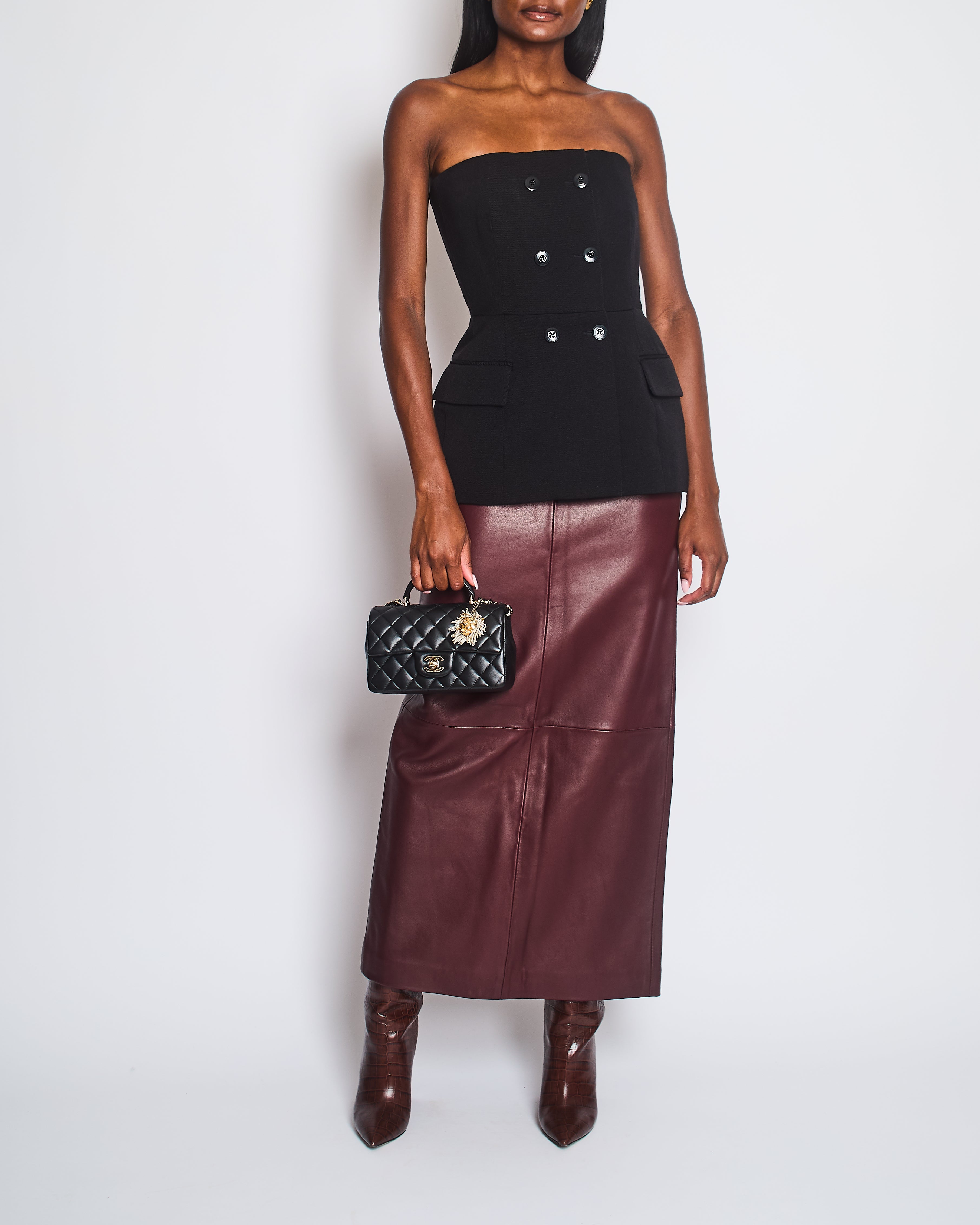 Givenchy Black Wool-Blend Double-Breasted Bustier Top Size FR 36 (UK 8)