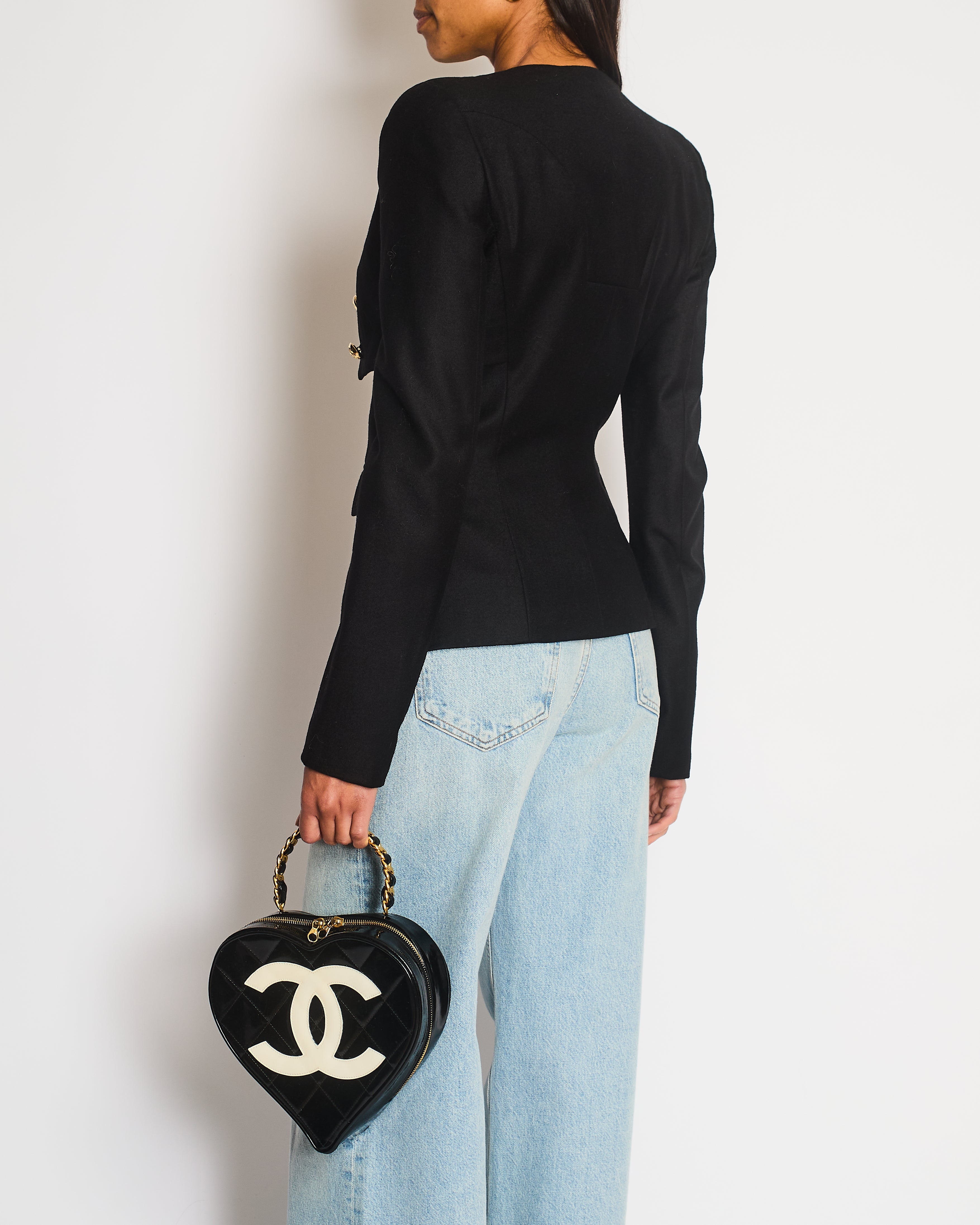 Alexander McQueen Black Military Cropped Jacket with Gold Button Detailing Size IT 38 (UK 6)