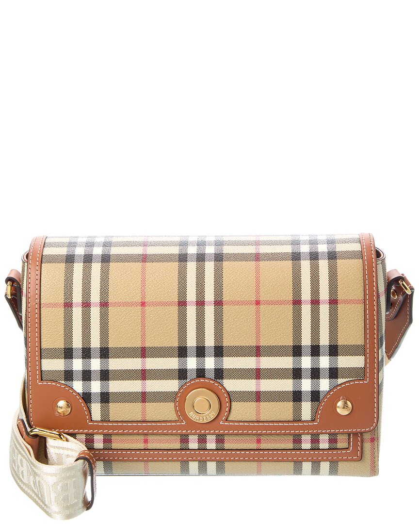 Burberry Note Check E-Canvas & Leather Crossbody