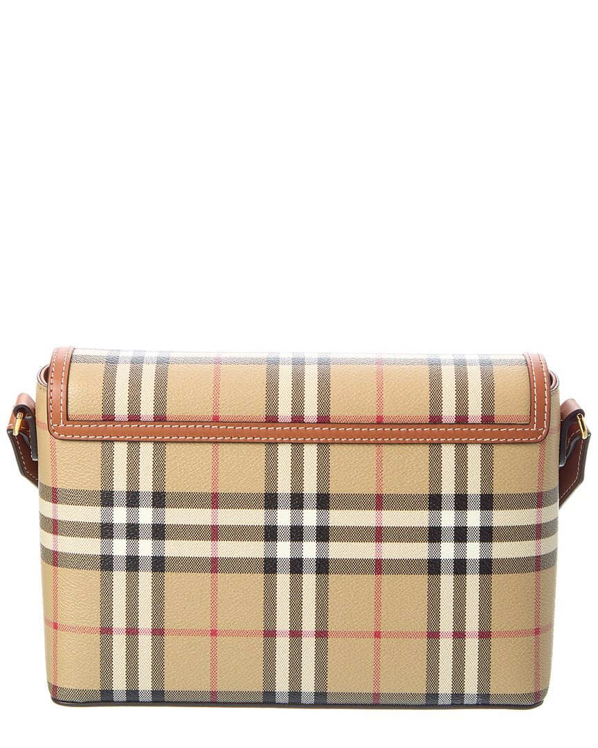 Burberry Note Check E-Canvas & Leather Crossbody
