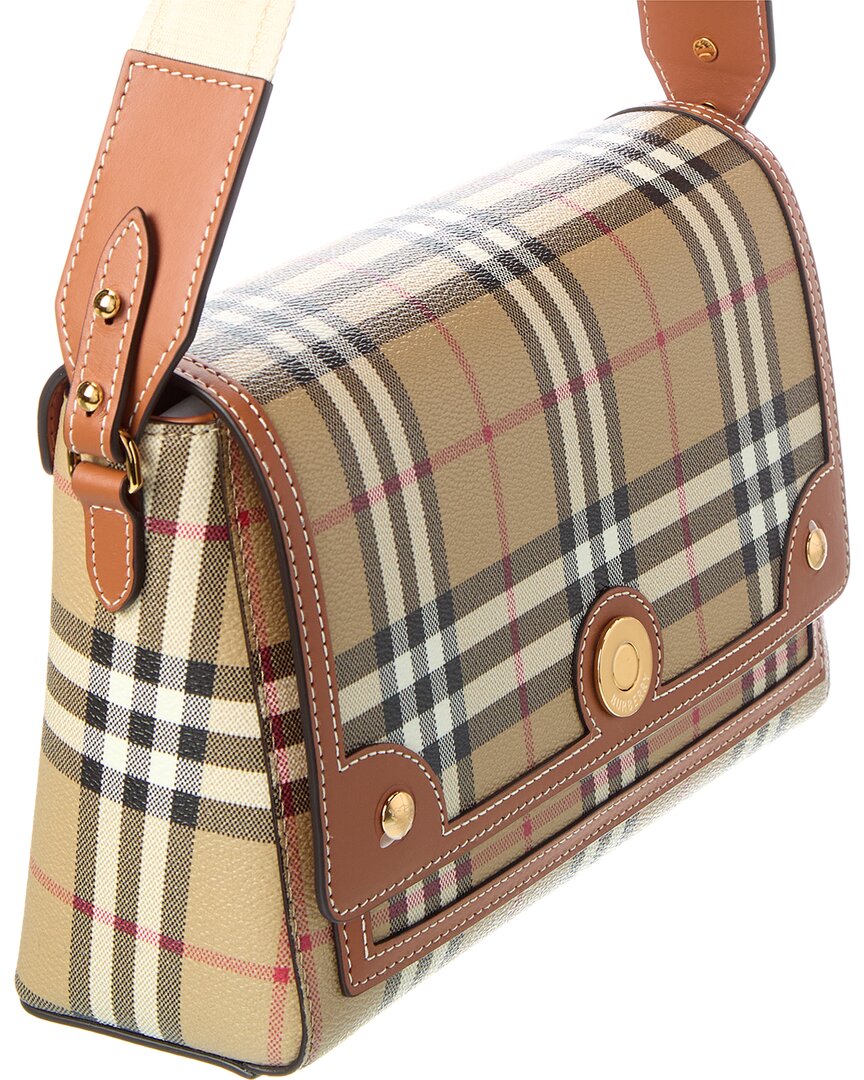 Burberry Note Check E-Canvas & Leather Crossbody