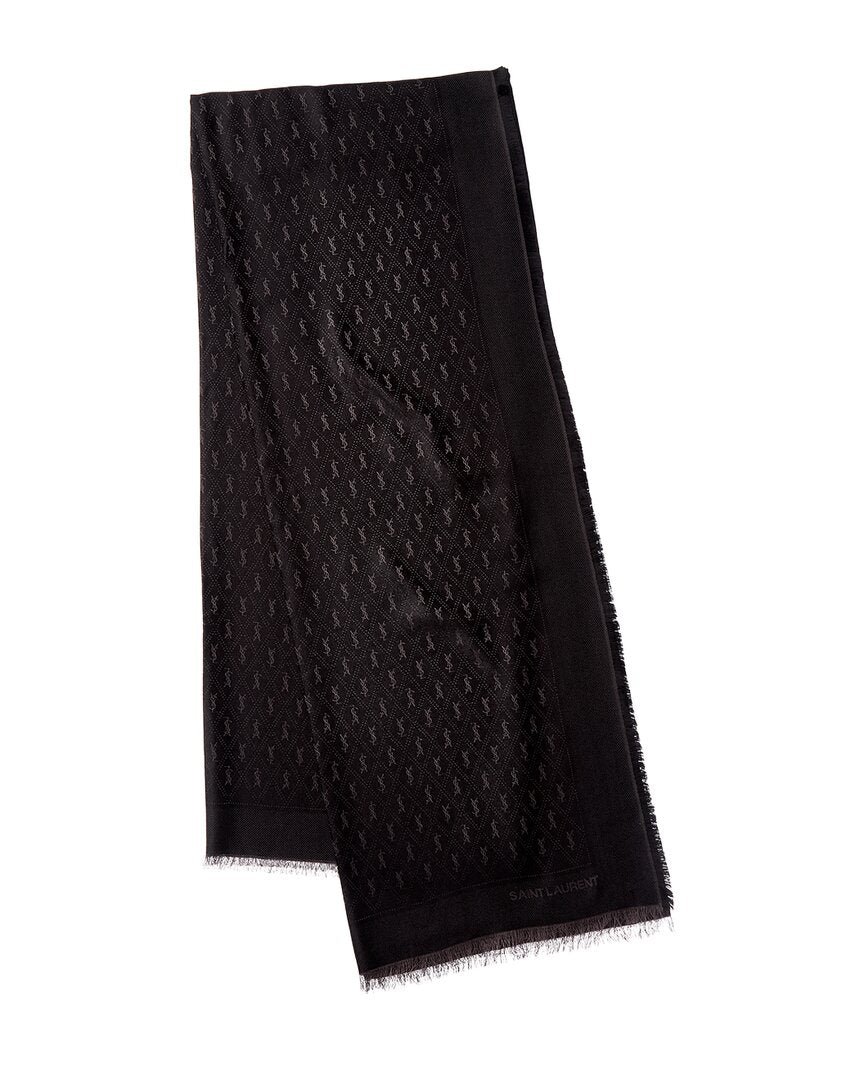 Saint Laurent Cassandre Large Wool & Silk-Blend Scarf
