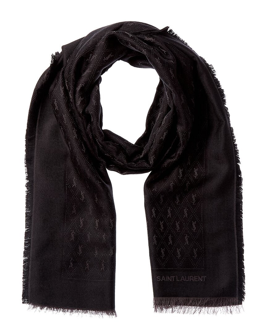 Saint Laurent Cassandre Large Wool & Silk-Blend Scarf
