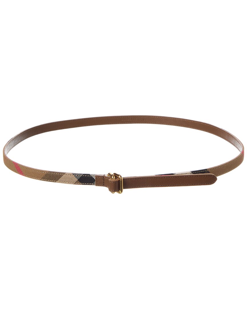 Burberry Check Canvas & Leather Belt