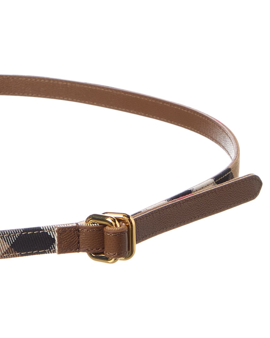 Burberry Check Canvas & Leather Belt