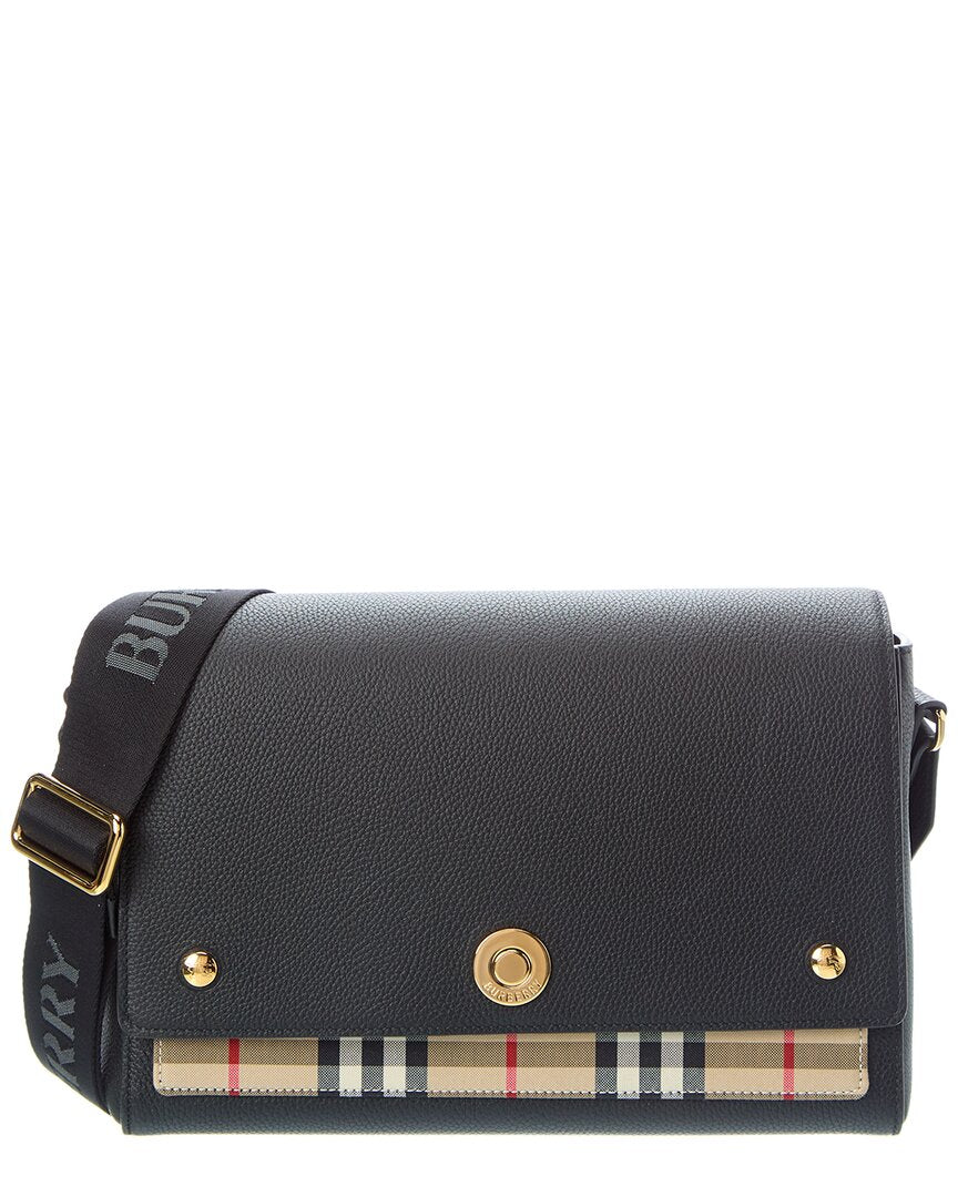 Burberry Note Medium Check Canvas & Leather Shoulder Bag