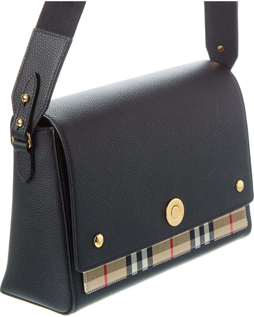 Burberry Note Medium Check Canvas & Leather Shoulder Bag