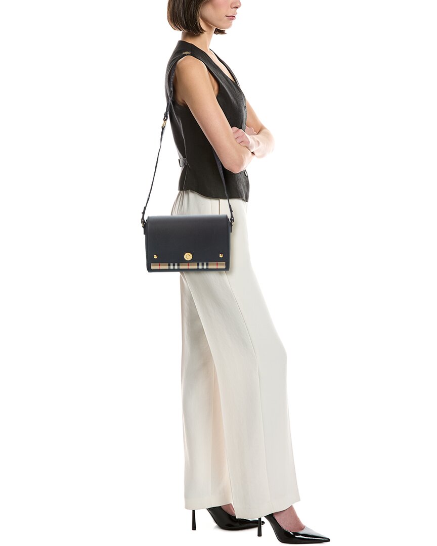 Burberry Note Medium Check Canvas & Leather Shoulder Bag