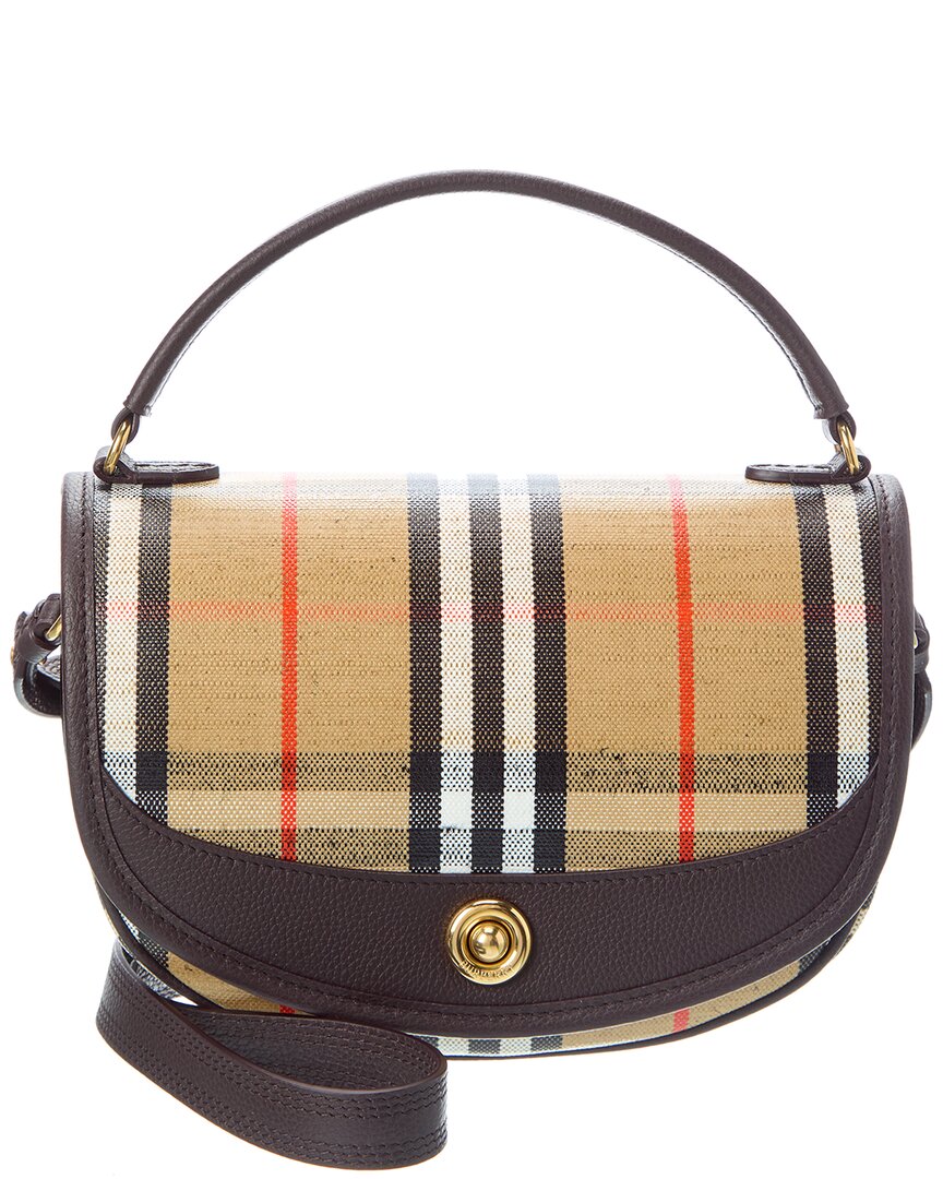 Burberry Highlands Check E-Canvas & Leather Shoulder Bag