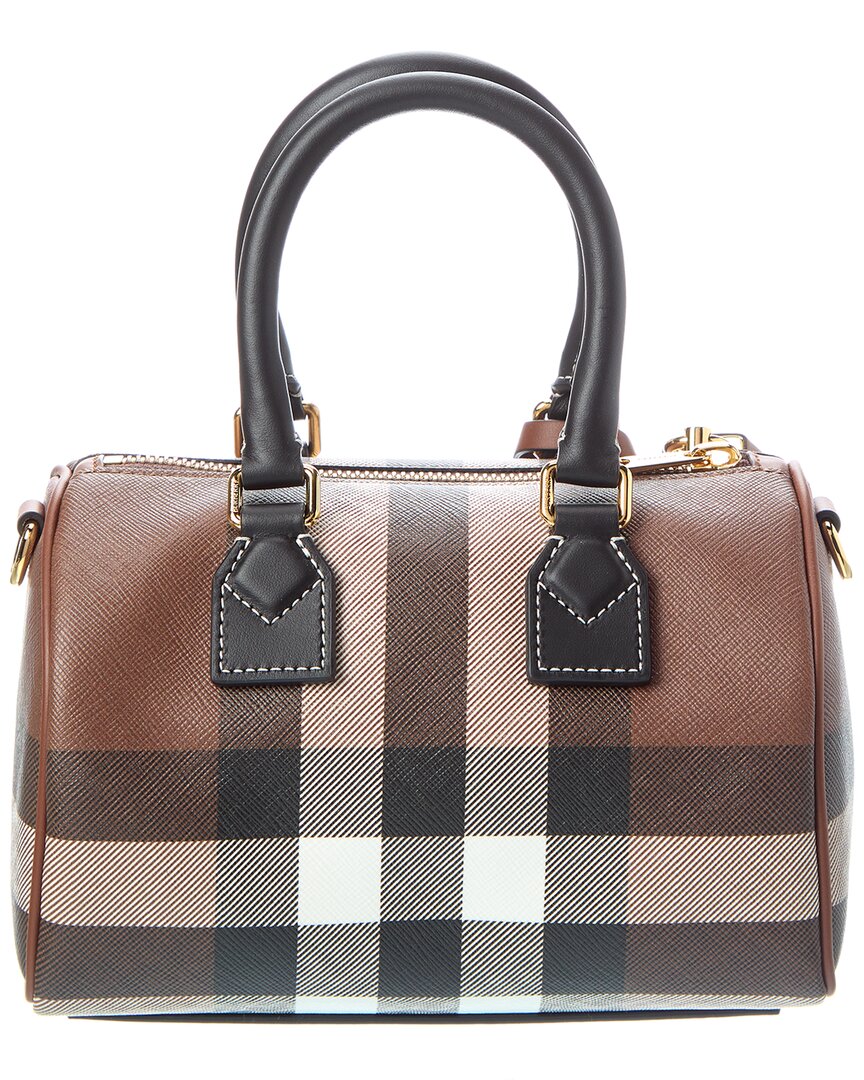Burberry Check Mini E-Canvas & Leather Bowling Bag