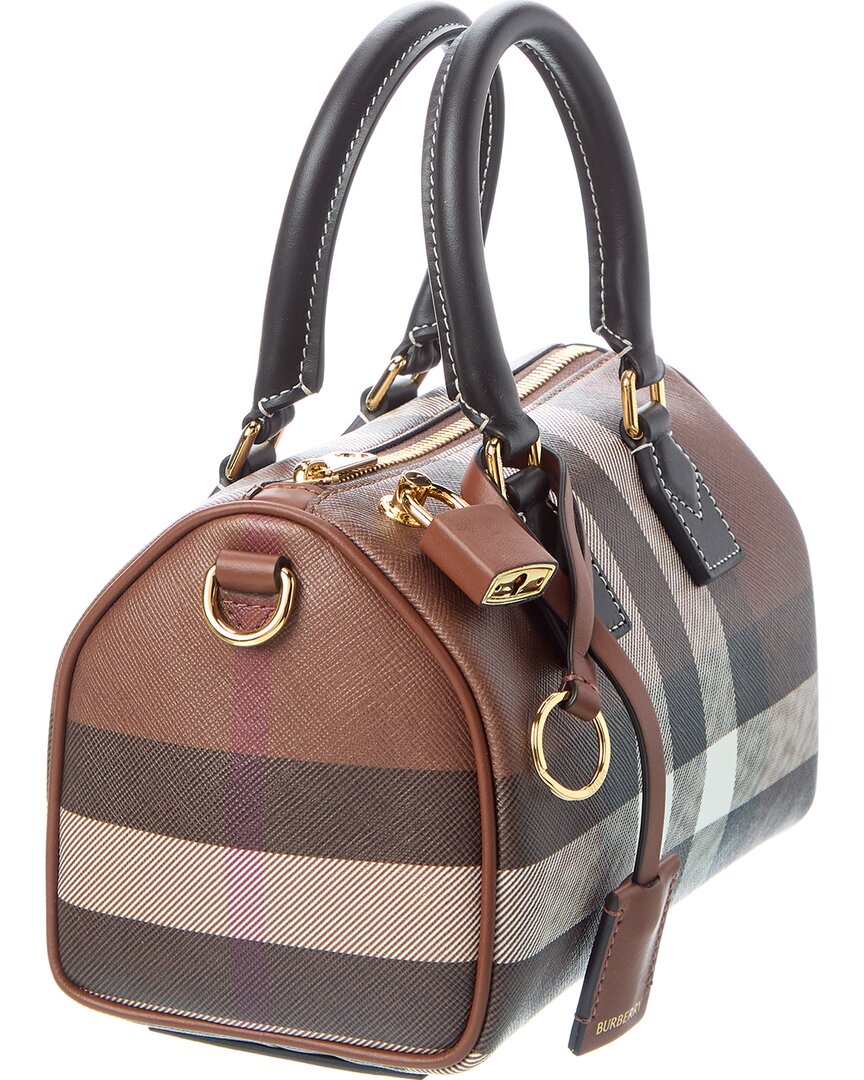 Burberry Check Mini E-Canvas & Leather Bowling Bag