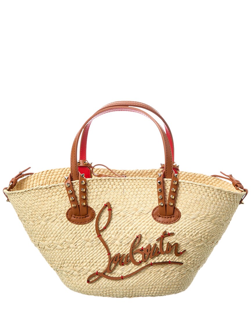 Christian Louboutin Cabata Mini Raffia & Leather Basket Tote