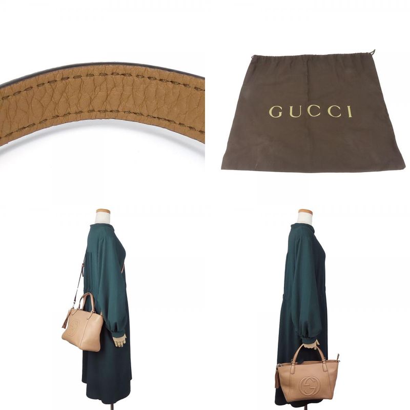 Gucci Handbag Soho Interlocking Tassel Leather Beige Gold Hardware 2-Way