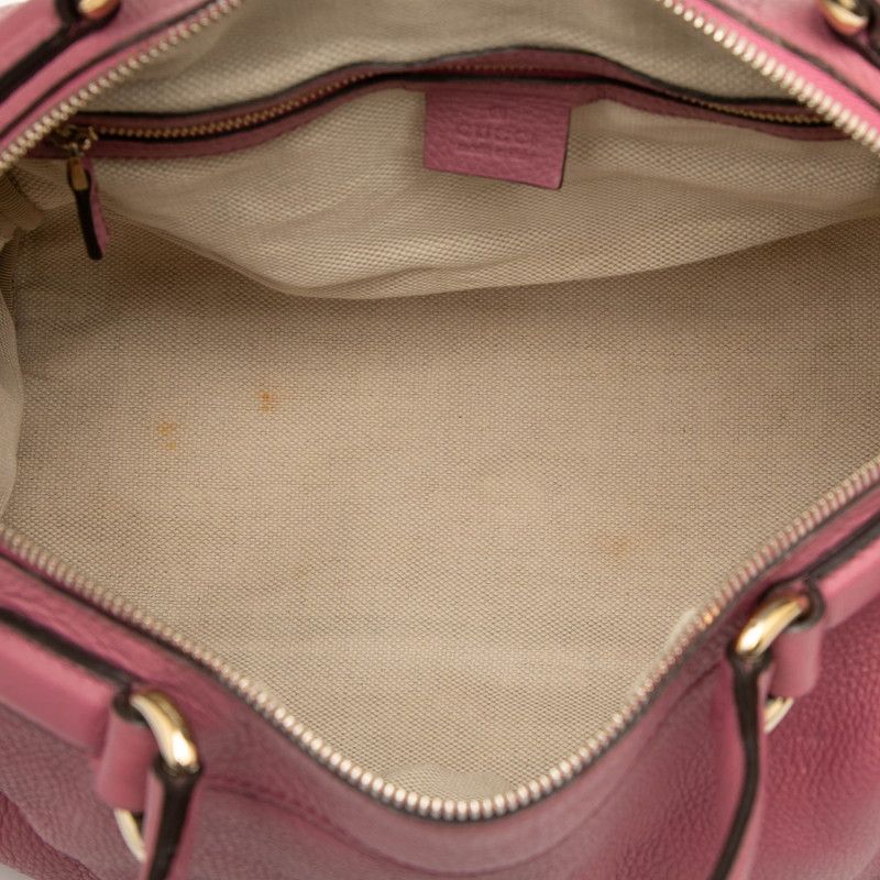 Gucci Soho Interlocking G Mini Boston Bag Handbag Pink Leather
