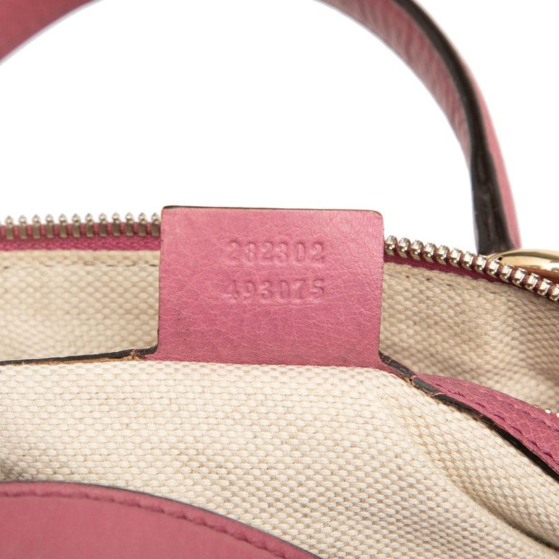 Gucci Soho Interlocking G Mini Boston Bag Handbag Pink Leather