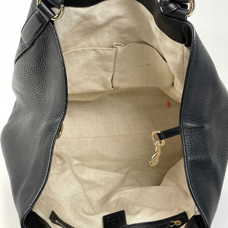 Gucci Soho Tote Bag Fringe Interlocking G Tote Leather Black