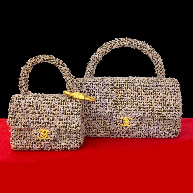 Chanel Vintage Parent-child Bag Leather Tweed Mini