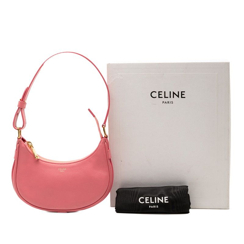 Celine Handbag Hobo Bag Pink Leather Women's