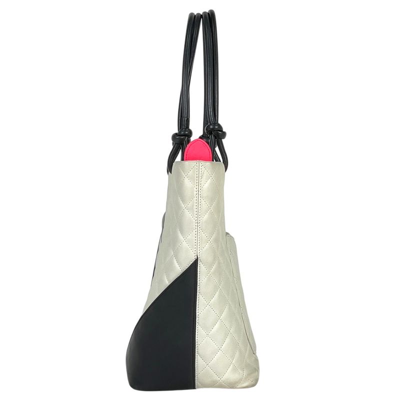 Chanel Chanel Cambon Line Tote Bag Quilted Shoulder Bag Tote Leather White