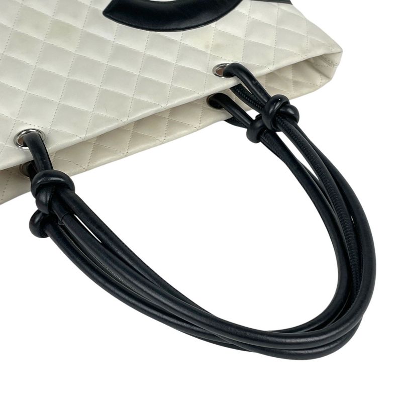 Chanel Chanel Cambon Line Tote Bag Quilted Shoulder Bag Tote Leather White