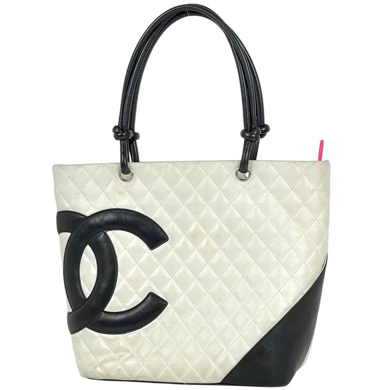 Chanel Chanel Cambon Line Tote Bag Quilted Shoulder Bag Tote Leather White