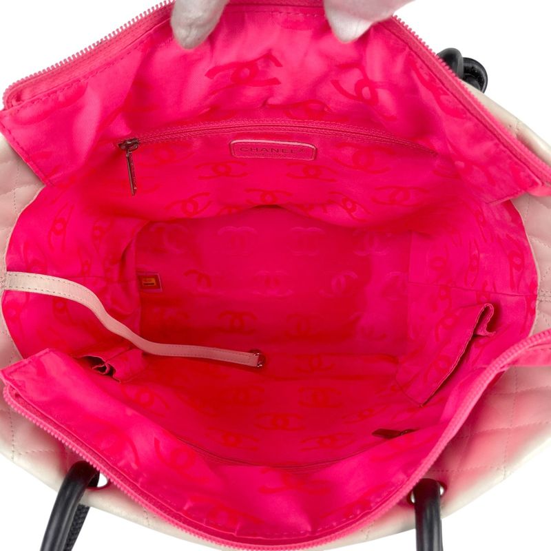 Chanel Chanel Cambon Line Tote Bag Quilted Shoulder Bag Tote Leather White