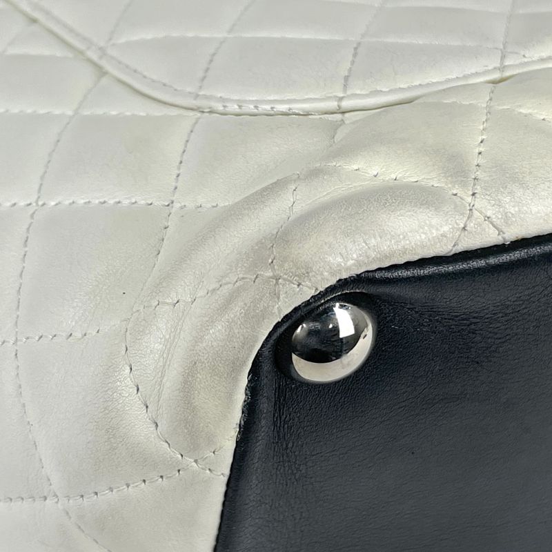 Chanel Chanel Cambon Line Tote Bag Quilted Shoulder Bag Tote Leather White