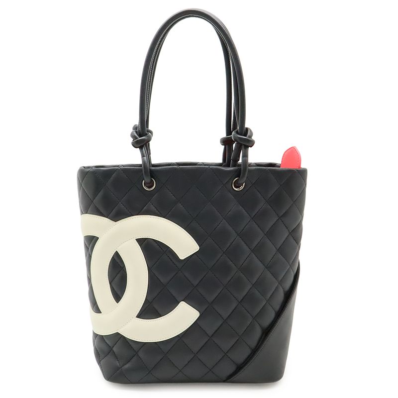 Chanel Chanel Cambon Line Medium Tote Bag Soft Calf Black White