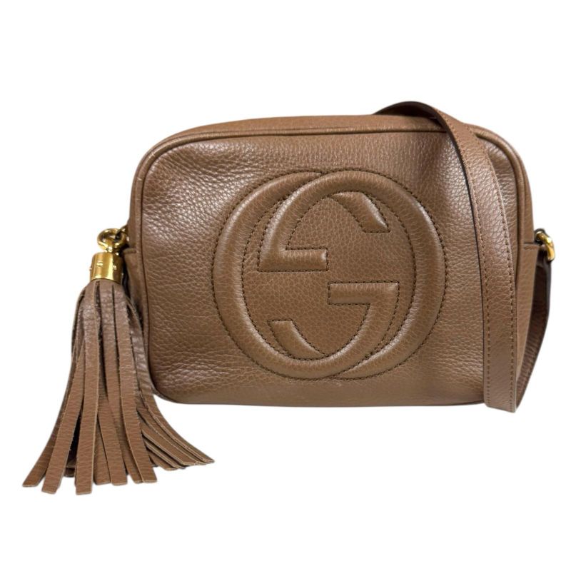 Gucci Disco Bag Soho Shoulder Bag Leather Brown Ladies