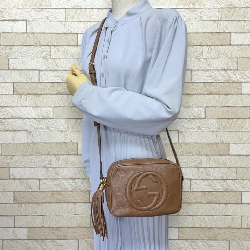 Gucci Disco Bag Soho Shoulder Bag Leather Brown Ladies