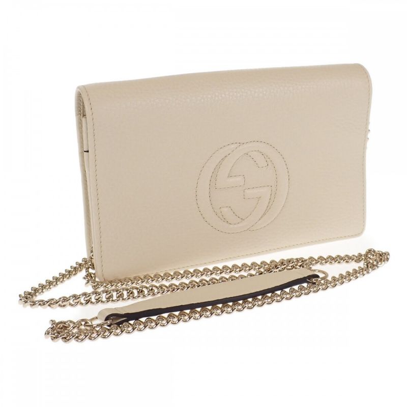 Gucci Soho Chain Wallet Outlet a7 M0 g Shoulder Bag Calf White Ladies