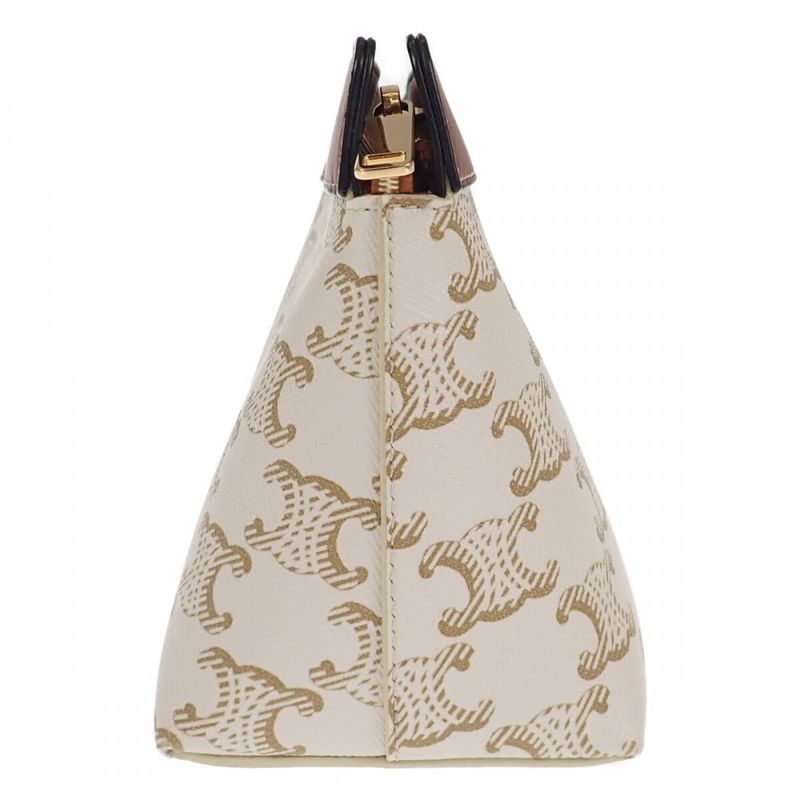 Celine Small Travel 10 C762 djp.01 ta Pouch Polyurethane Leather White