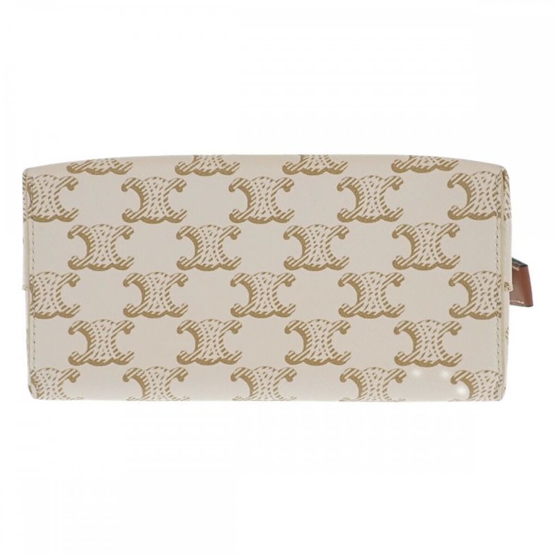 Celine Small Travel 10 C762 djp.01 ta Pouch Polyurethane Leather White