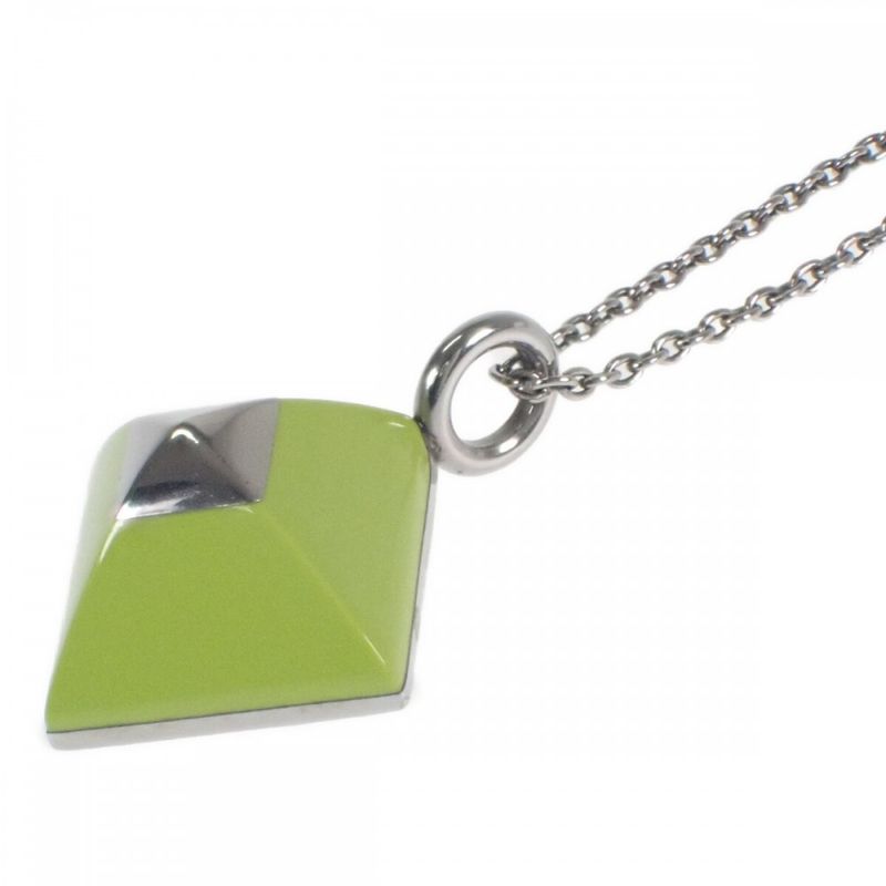 Hermes Medor Cupidon Necklace Metal Anise Green Silver Ladies Stylish Travel