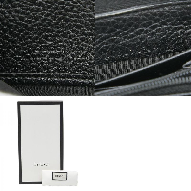 Gucci Interlocking G Soho Round Zipper Long Wallet Navy Leather Women's