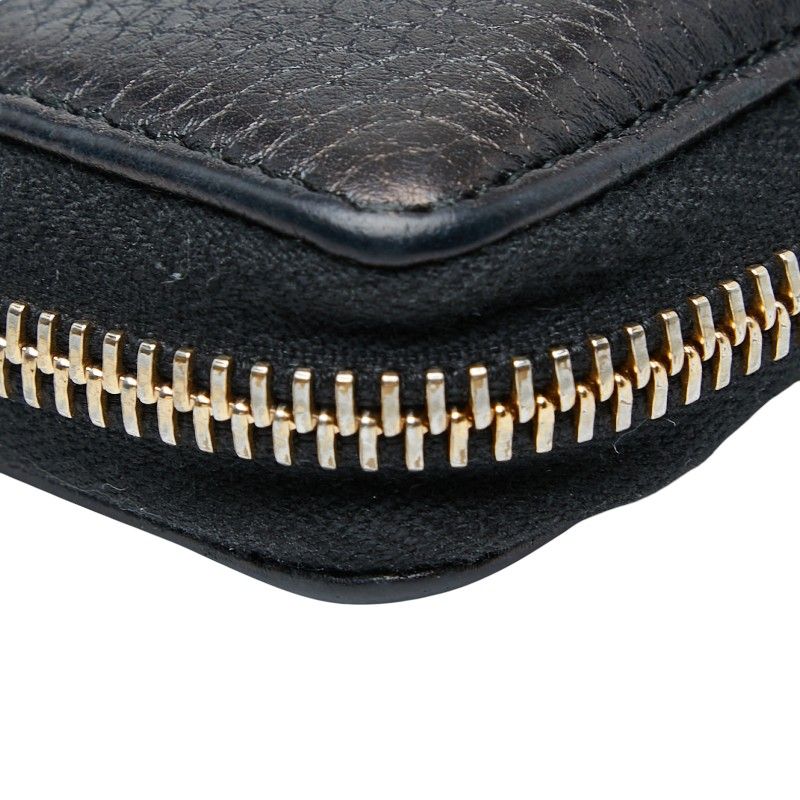 Gucci Interlocking G Soho Round Zipper Long Wallet Navy Leather Women's