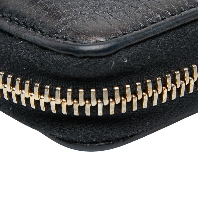 Gucci Interlocking G Soho Round Zipper Long Wallet Navy Leather Women's