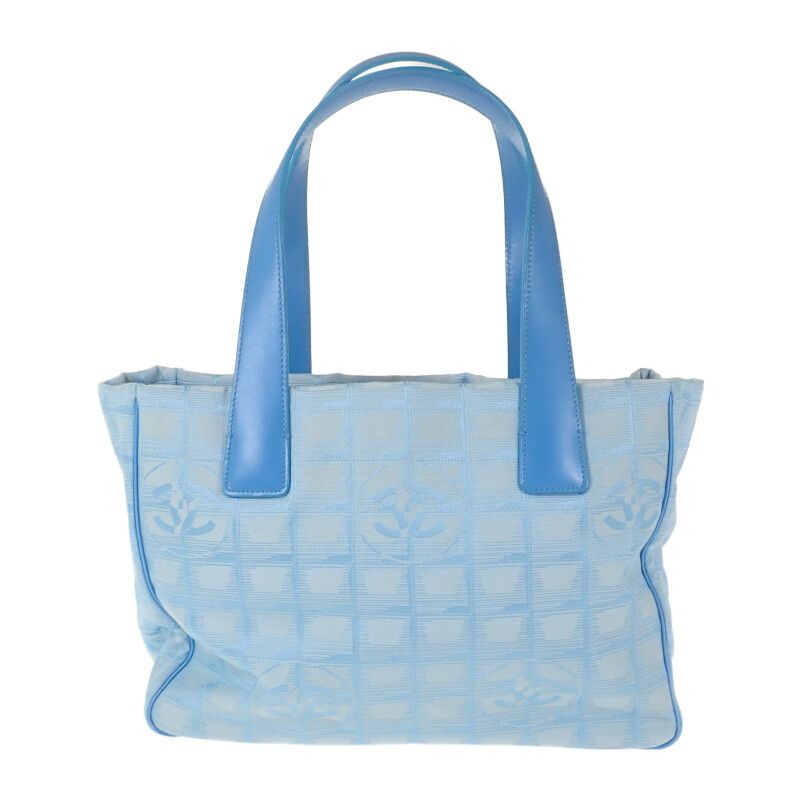 Chanel New Travel Line Tote PM Tote Bag Nylon Leather Blue Ladies