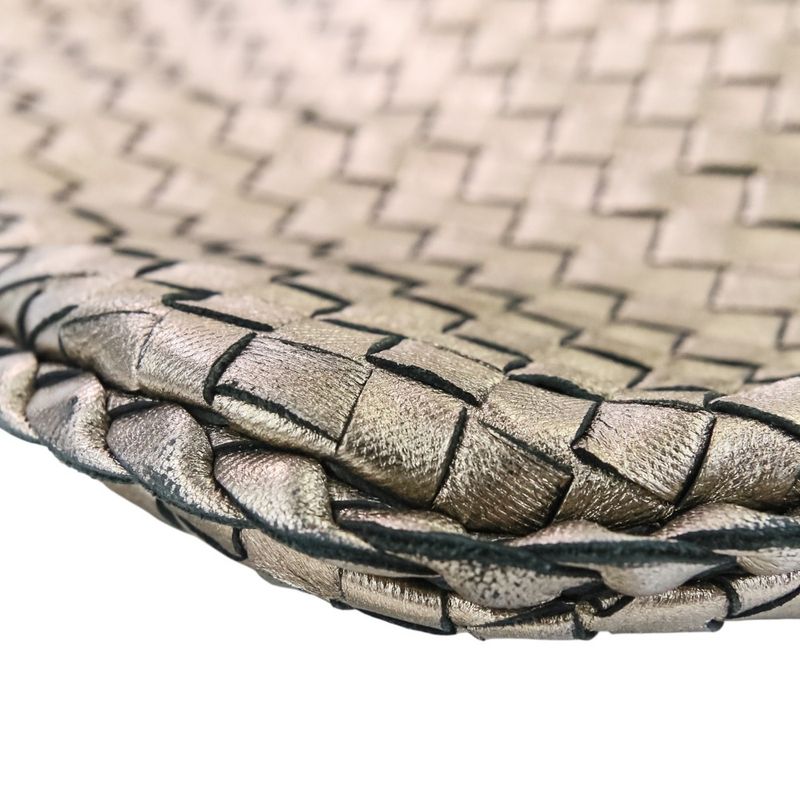 Bottega Veneta Intrecciato Leather Hobo One Shoulder Bag Metallic