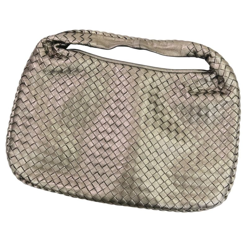 Bottega Veneta Intrecciato Leather Hobo One Shoulder Bag Metallic