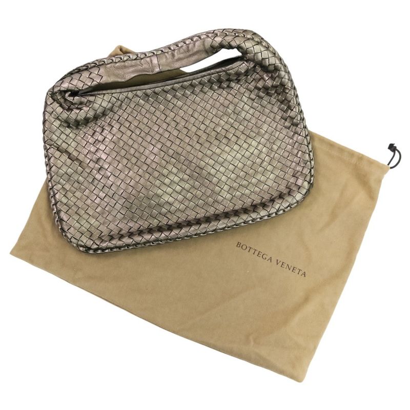 Bottega Veneta Intrecciato Leather Hobo One Shoulder Bag Metallic