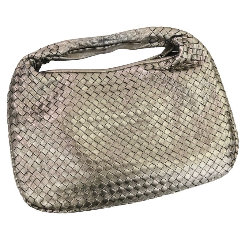 Bottega Veneta Intrecciato Leather Hobo One Shoulder Bag Metallic