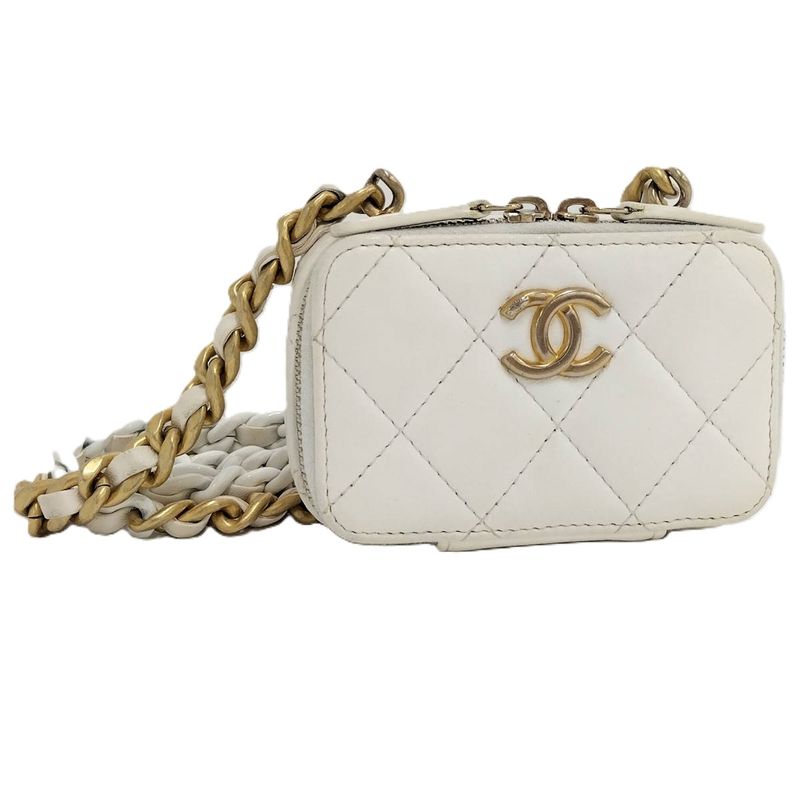 Chanel Chanel Chain Shoulder Bag Quilted Coin Case Lambskin White Ap2738