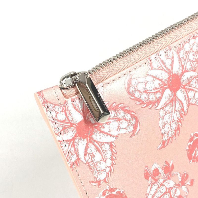 Tiffany & Co Clutch Bag Logo Leather Pink