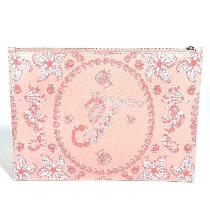 Tiffany & Co Clutch Bag Logo Leather Pink